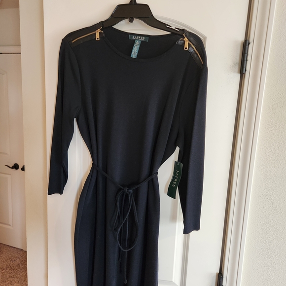 brown gingham dress Carmel Maxi Size:UK14 Black Shimmer Front Wrap Color: Navy Blue